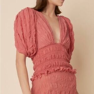 Johanna Ortiz A Woven World Crinkled Chiffon Top size 2 vintage rose